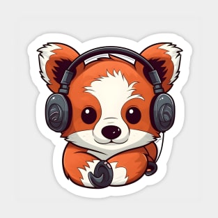 Cute Red Panda Listening To Music Sticker